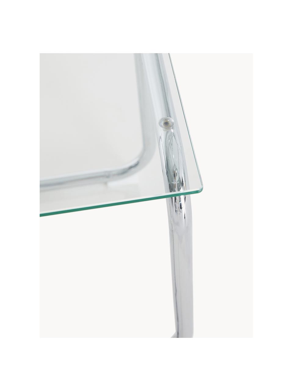 Mesa auxiliar Lulu, tablero de vidrio, Tablero: vidrio endurecido, Estructura: metal cromado, Transparente, cromo, An 42 x Al 45 cm