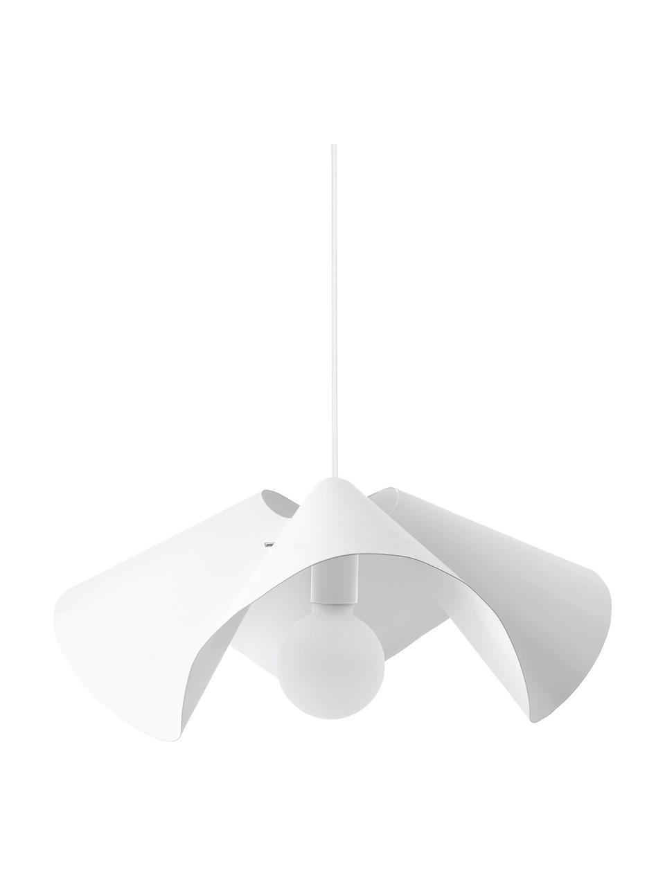 Design hanglamp Volang in wit, Lampenkap: gecoat metaal, Baldakijn: gecoat metaal, Wit, 50 x 21 cm