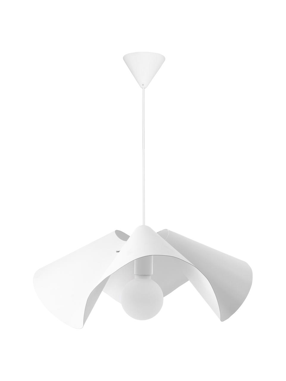 Lámpara de techo de diseño Volang, Pantalla: metal recubierto, Anclaje: metal recubierto, Cable: cubierto en tela, Blanco, An 50 x Al 21 cm