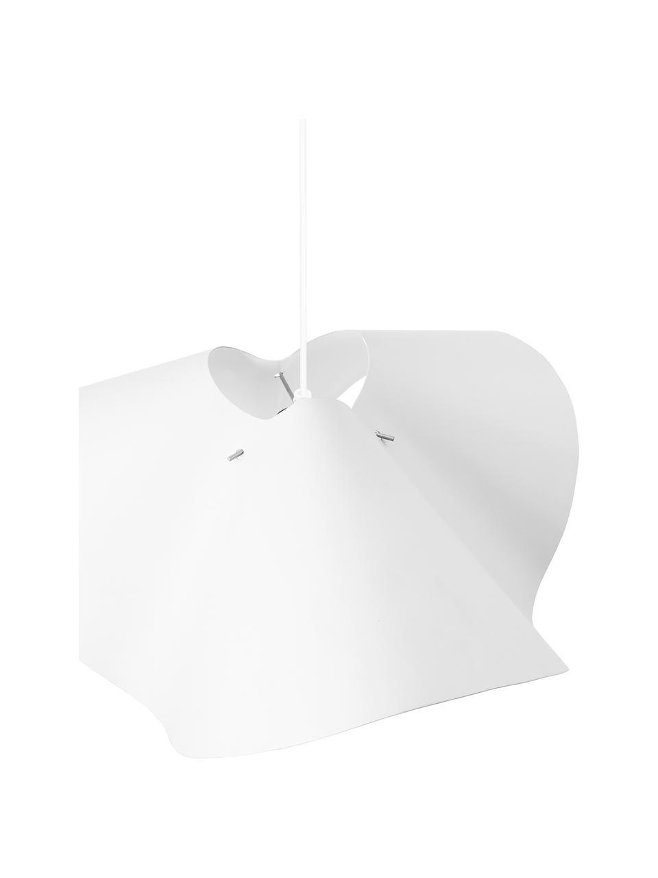 Lampada a sospensione bianca Volang, Paralume: metallo rivestito, Baldacchino: metallo rivestito, Bianco, Larg. 50 x Alt. 21 cm