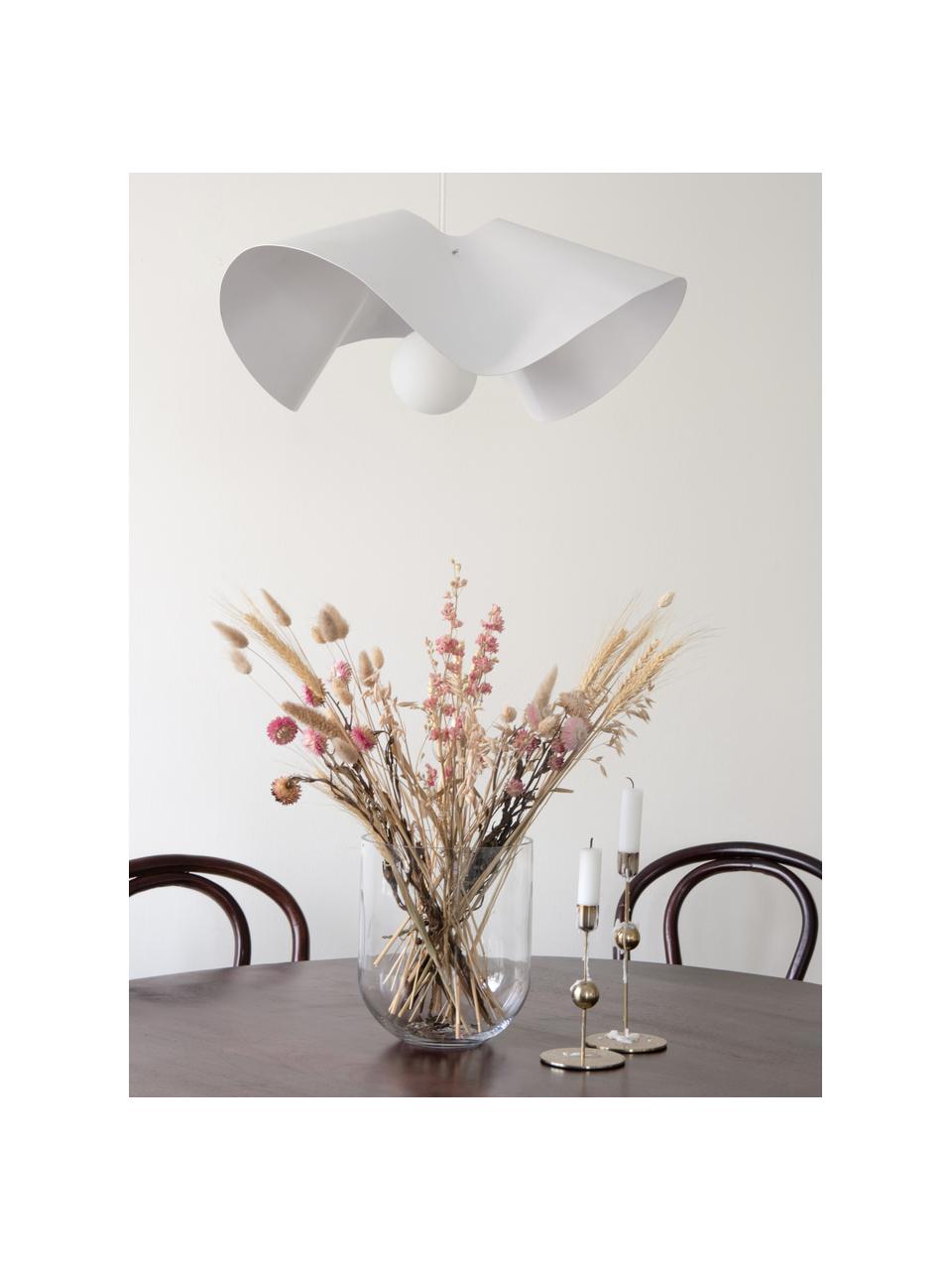 Design hanglamp Volang in wit, Lampenkap: gecoat metaal, Baldakijn: gecoat metaal, Wit, 50 x 21 cm