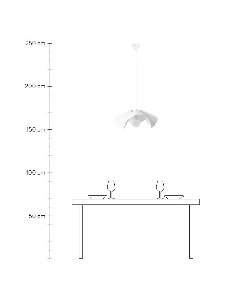 Lampada a sospensione bianca Volang, Paralume: metallo rivestito, Baldacchino: metallo rivestito, Bianco, Larg. 50 x Alt. 21 cm