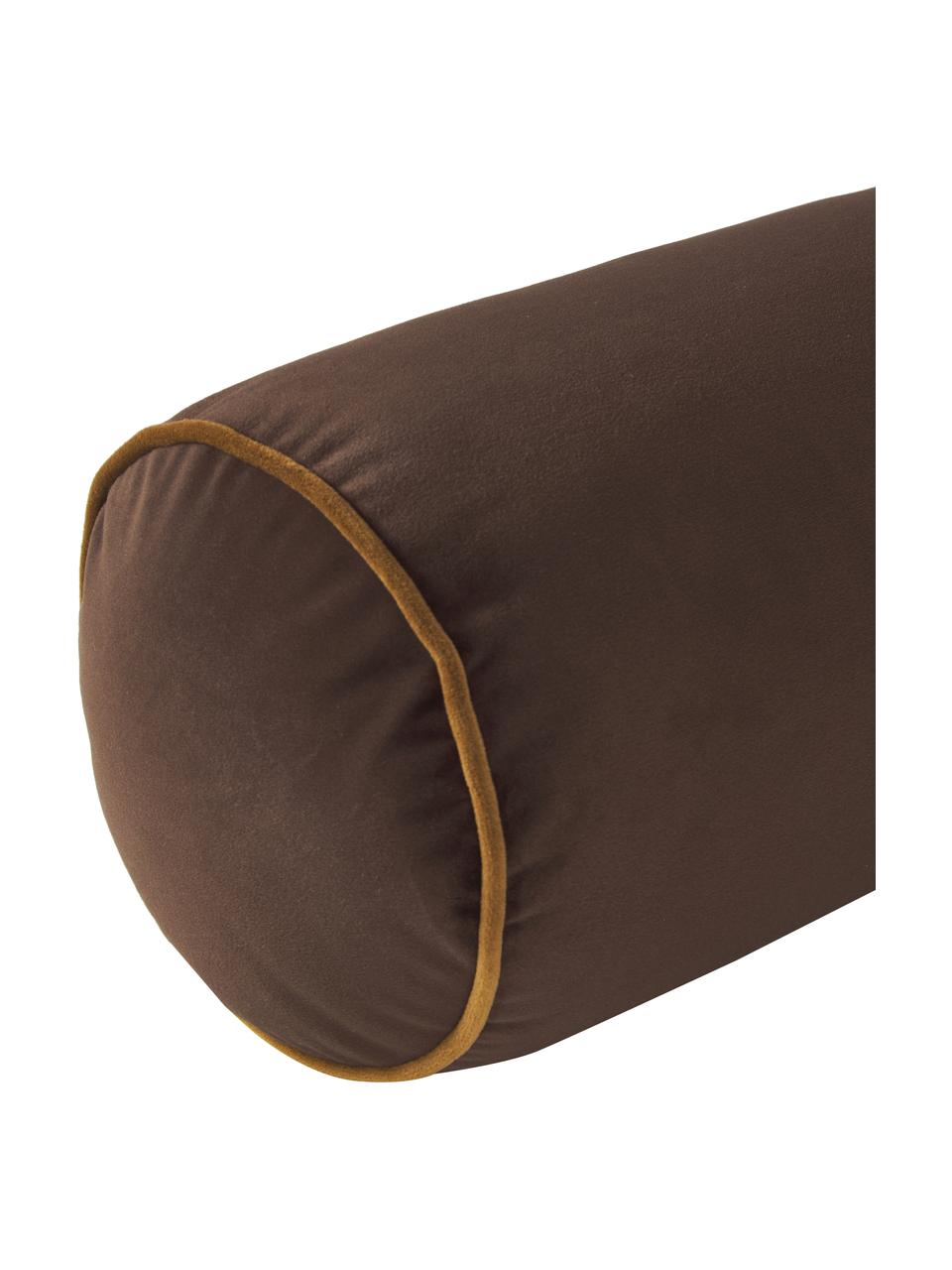 Cuscino rullo in velluto marrone scuro Monet, Rivestimento: 100% velluto di poliester, Marrone, Ø 18 x Lung. 45 cm