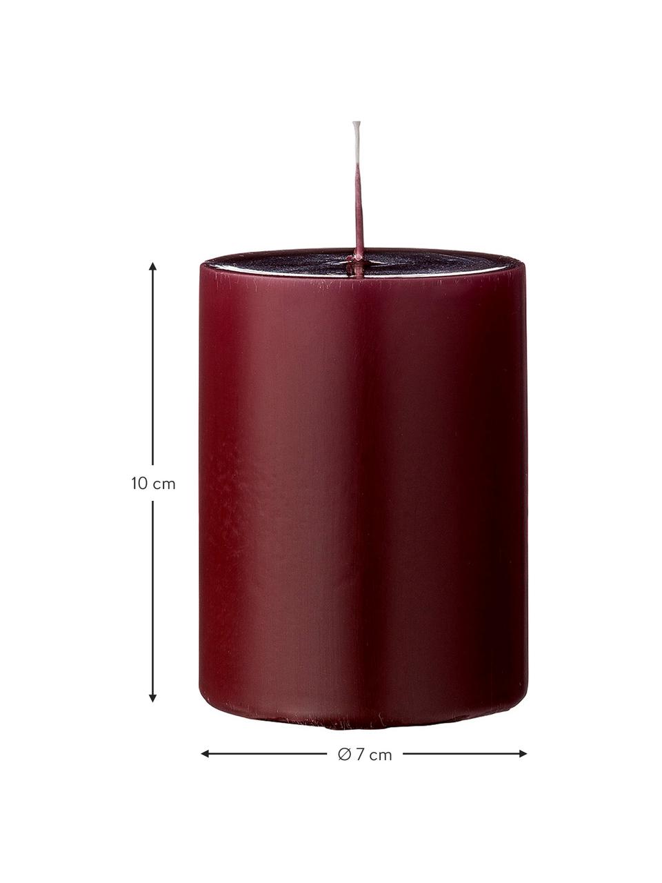 Svíčka Lulu, 4 ks, Vosk, Vínově červená, Ø 7 cm, V 10 cm