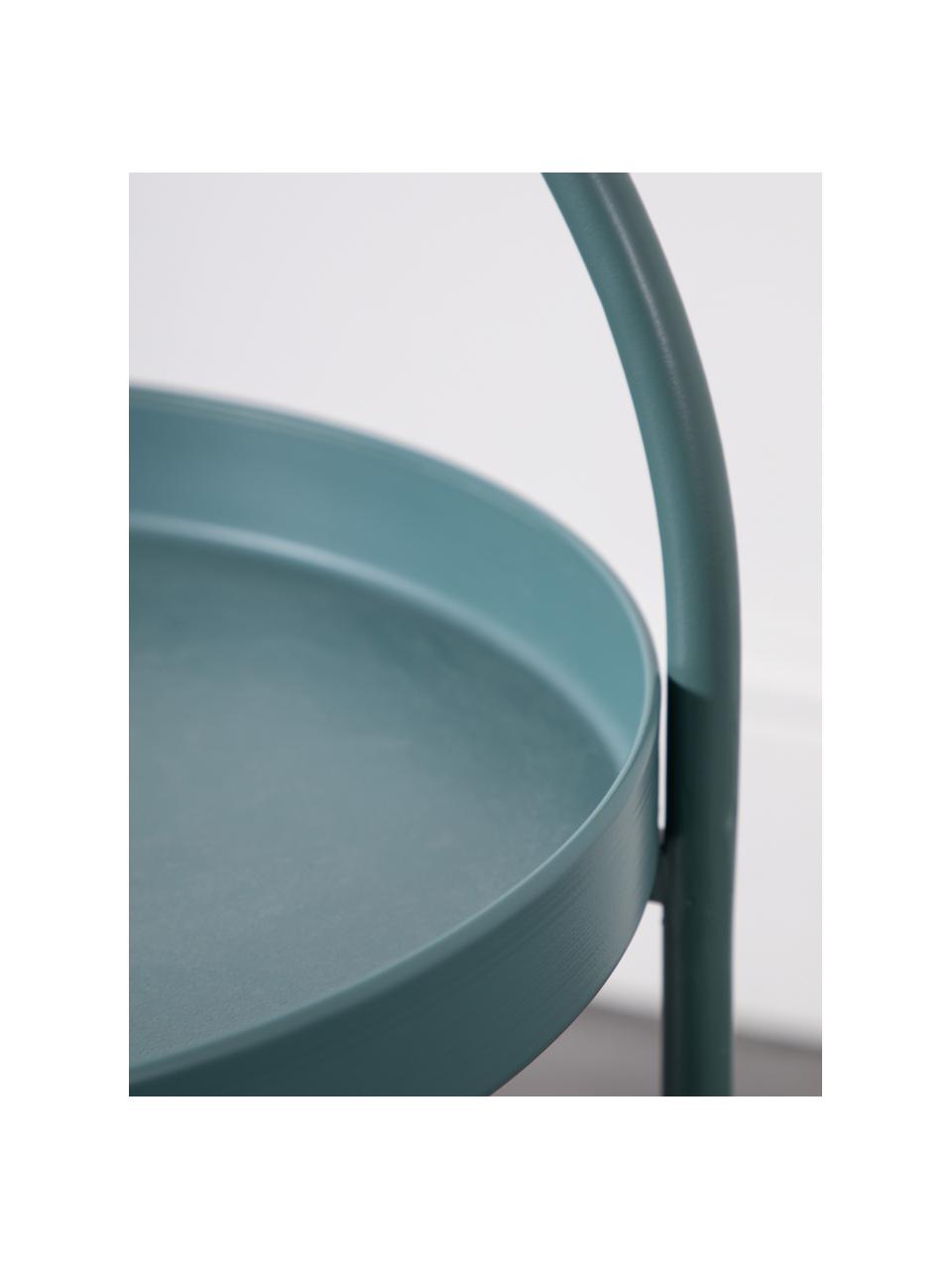 Mesa auxiliar con bandeja extraíble de metal Melbury, Acero con pintura en polvo, Azul, Ø 40 x Al 66 cm