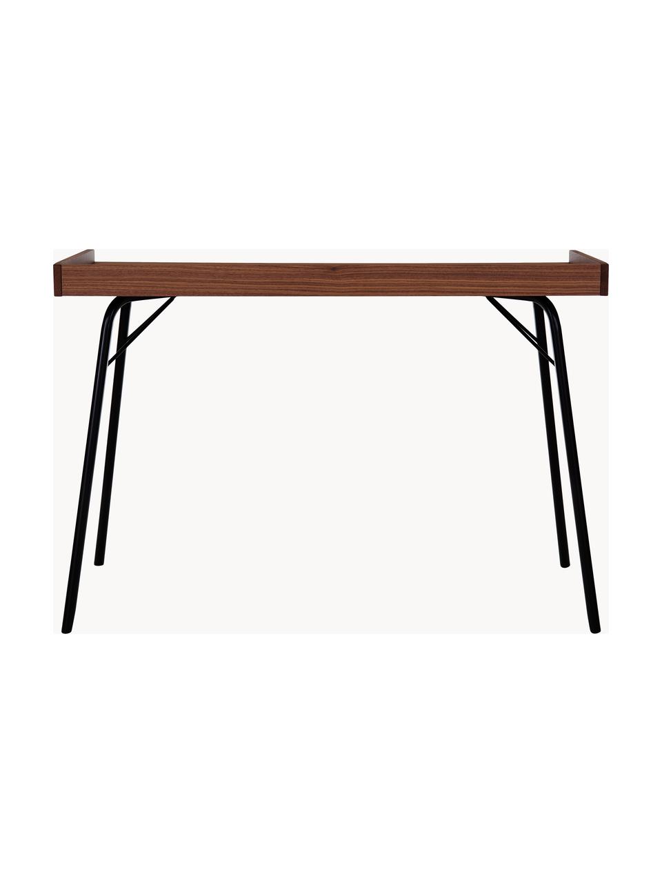 Bureau avec plateau plaqué noyer Rayburn, Bois foncé, noir, larg. 115 x prof. 52 cm