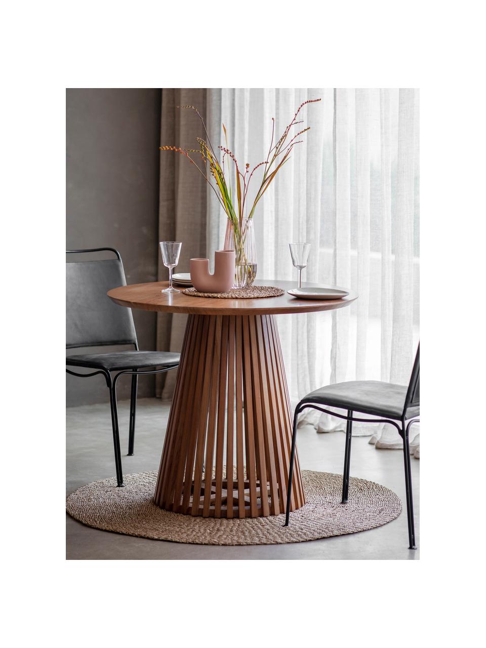 Okrągły stół do jadalni z drewna Brookland, Ø 90 cm, Blat: płyta pilśniowa średniej , Stelaż: drewno akacjowe, Drewno naturalne, Ø 90 cm