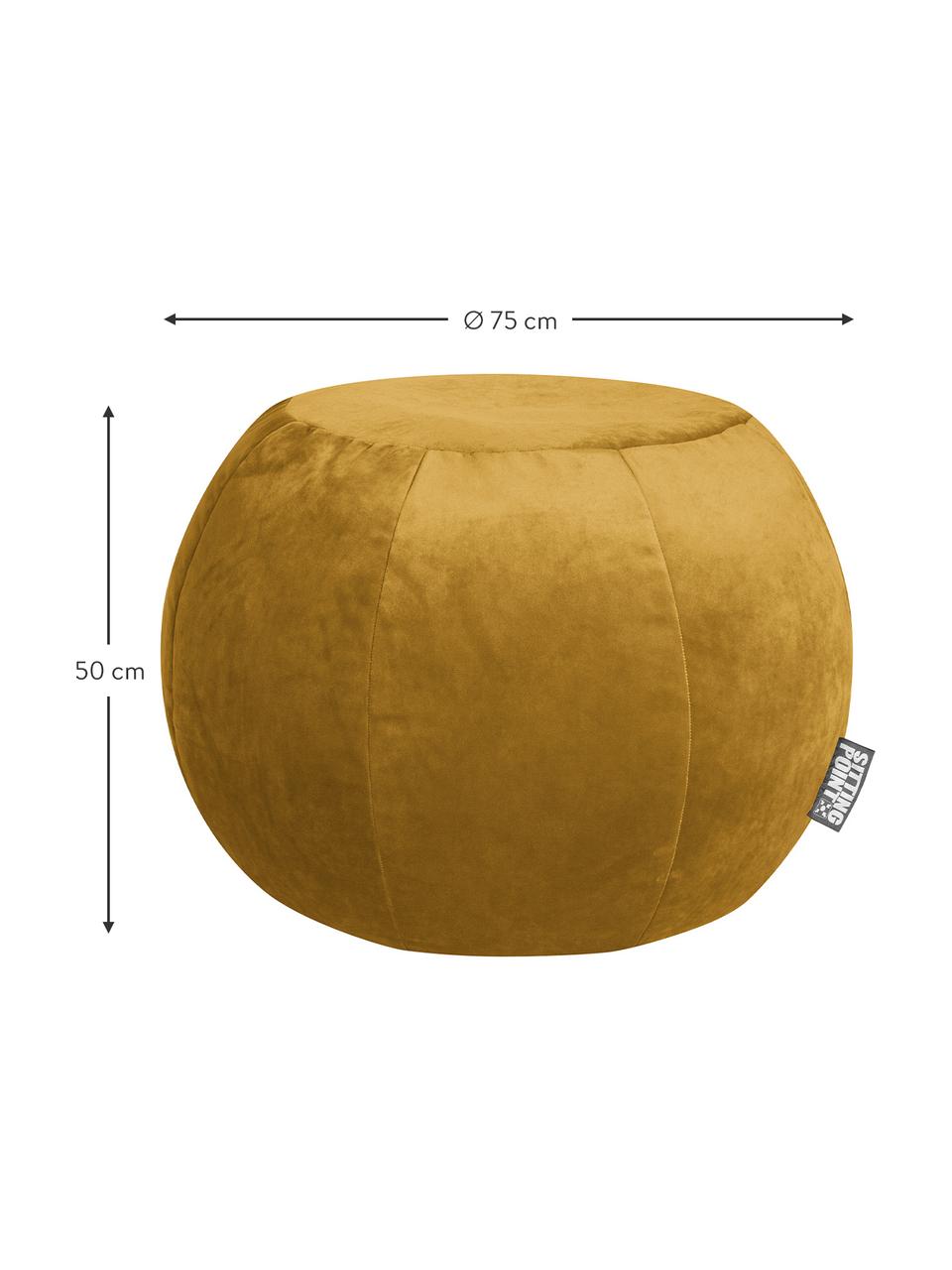 Pouf en velours Plump Veluto, Jaune moutarde