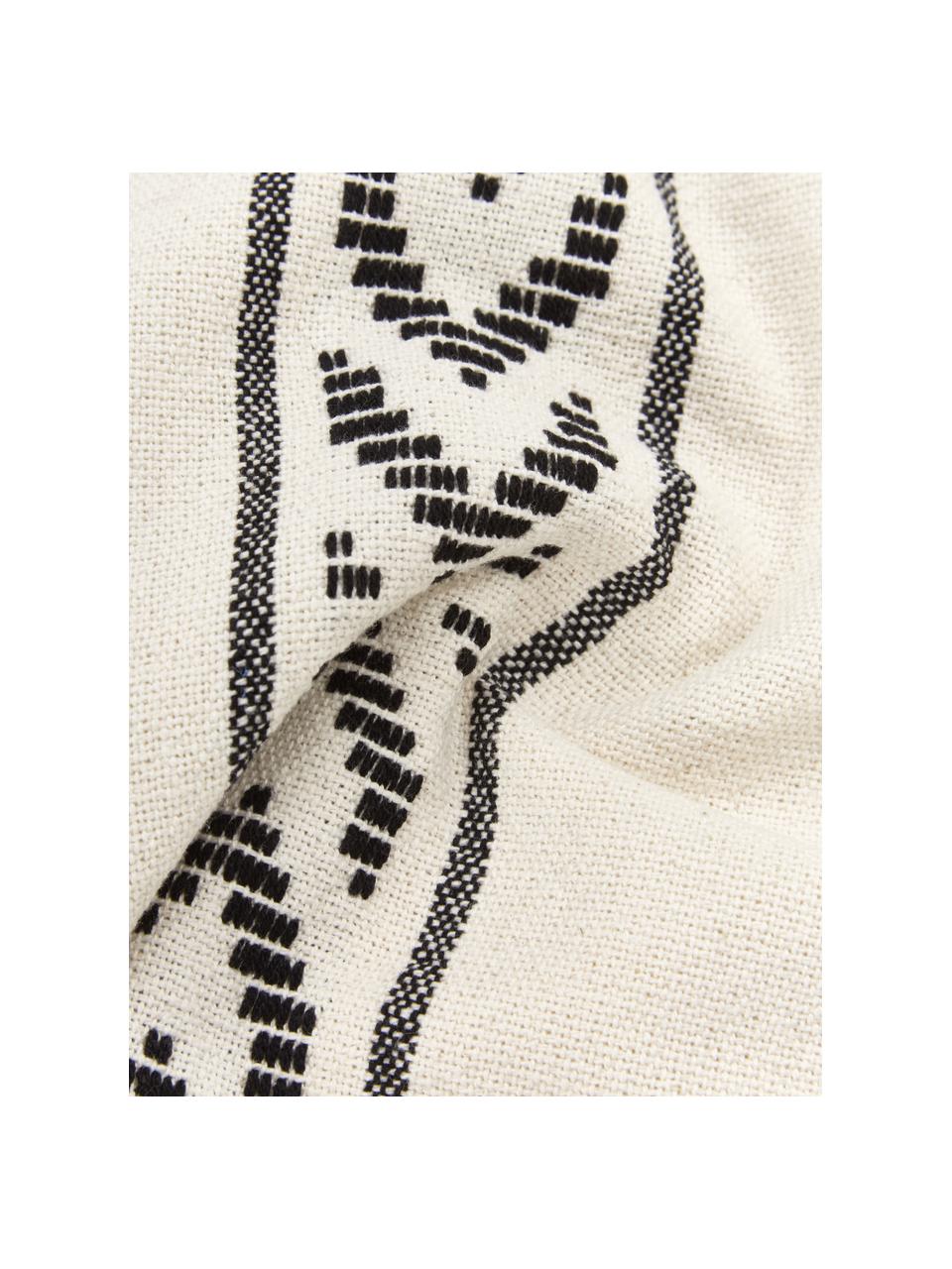 Housse de coussin rectangulaire ethnique Okiro, 100 % coton, Beige, noir, larg. 40 x long. 60 cm
