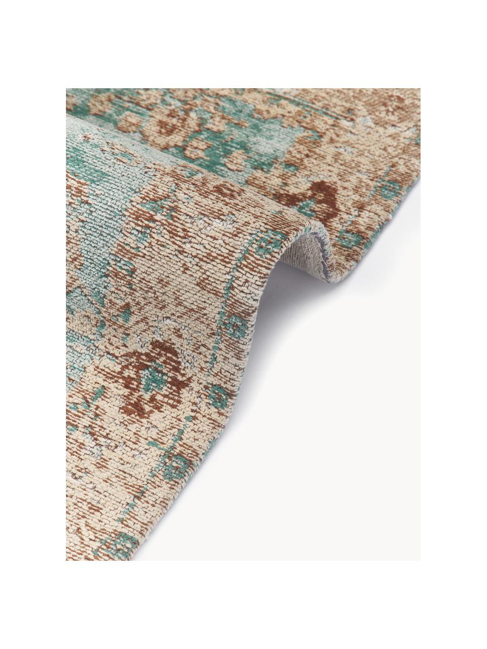Ręcznie tkany dywan szenilowy Rimini, Turkusowy zielony, beżowy, brązowy, S 160 x D 230 cm (Rozmiar M)