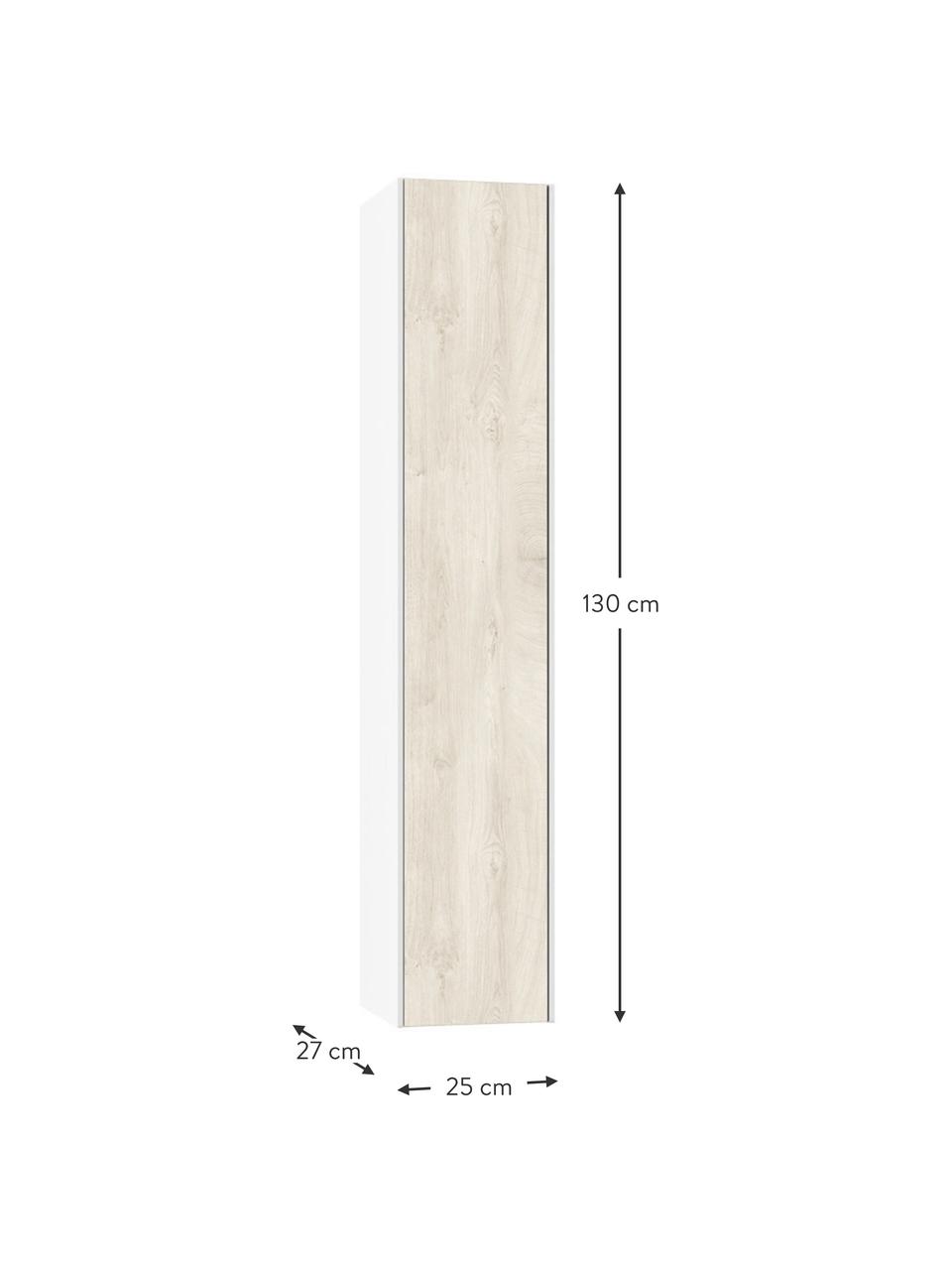 Bad-Hochschrank Ago, B 25 cm, Korpus: Spanplatte mit Melaminhar, Front: Spanplatte mit Melaminhar, Einlegeböden: Glas, Spanplatte mit Mela, Weiß, Eichenholz-Optik, B 25 x H 130 cm