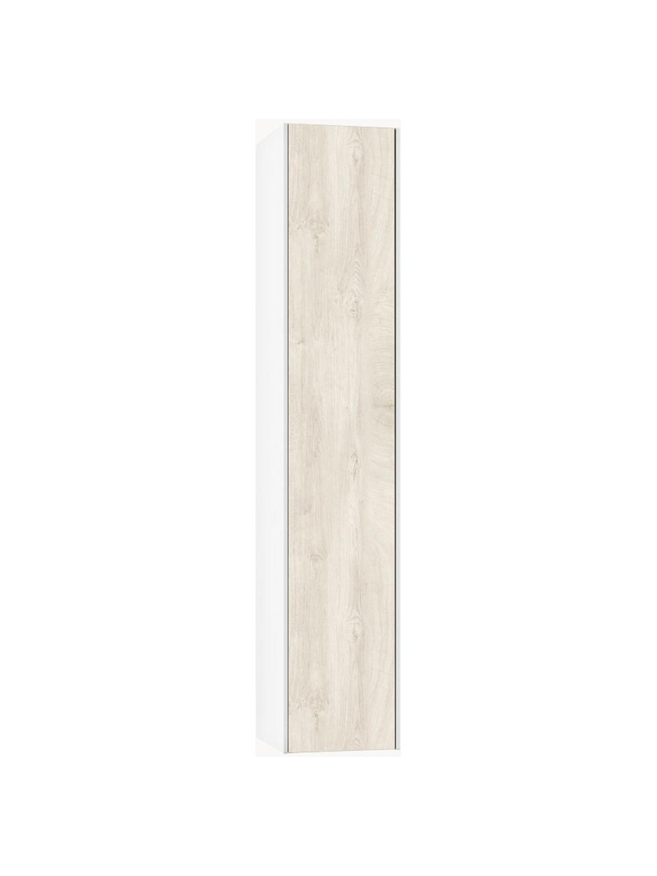 Mueble de baño alto Ago, 25 cm, Estructura: aglomerado con lámina de , Estantes: vidrio, aglomerado con lá, Blanco, aspecto madera de roble, An 25 x Al 130 cm