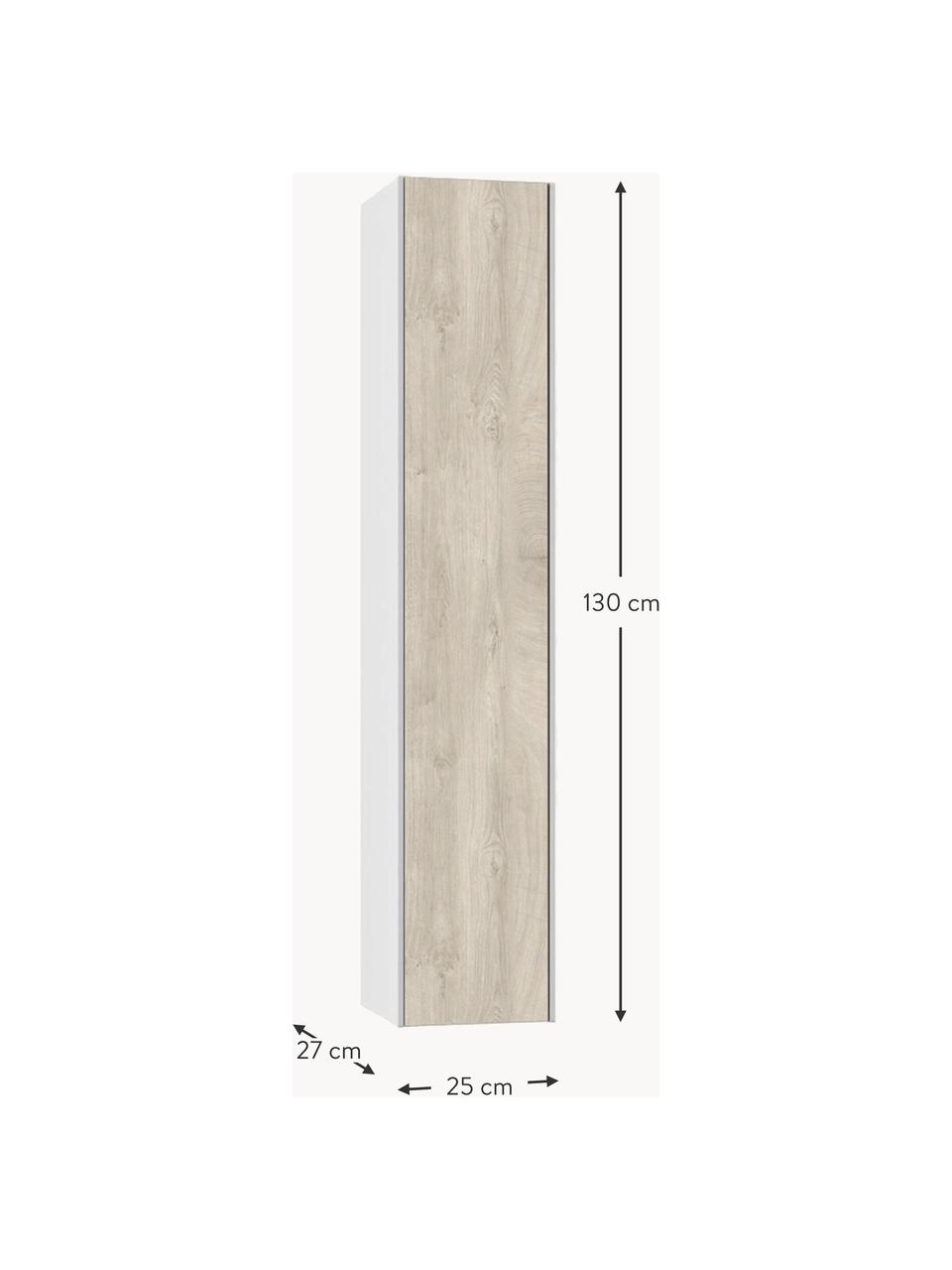 Vysoká koupelnová skříňka Ago, Š 25 cm, Vzhled dubového dřeva, bílá, Š 25 cm, V 130 cm