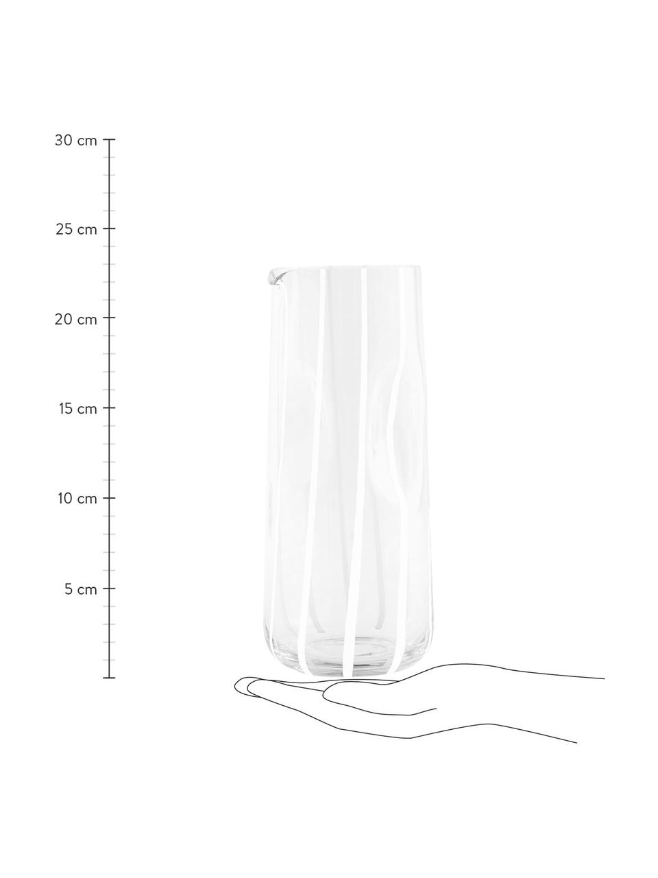 Ručně foukaná karafa na vodu Mizu, 1,3 l, Sklo, Transparentní, bílá, 1,3 l