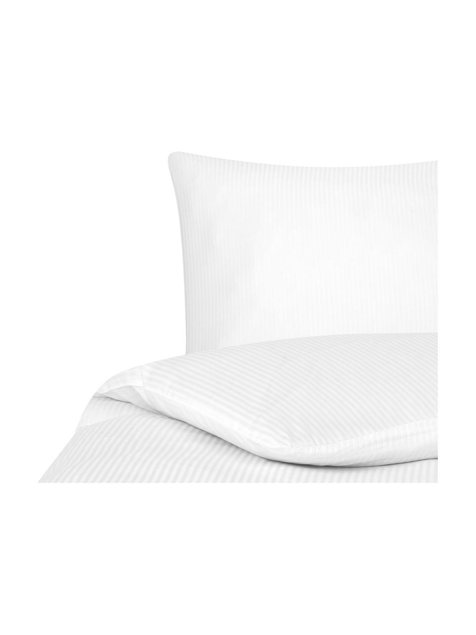 Housse de couette satin de coton blanc Stella, Blanc, larg. 240 x long. 220 cm