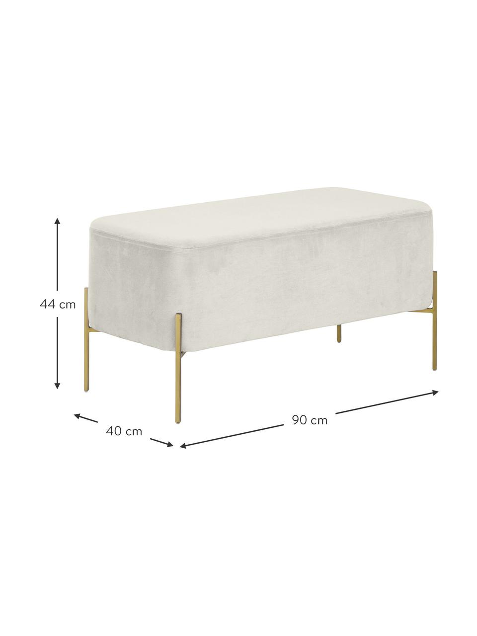 Čalouněná lavice Harper, Greige, zlatá, Š 90 cm, V 44 cm