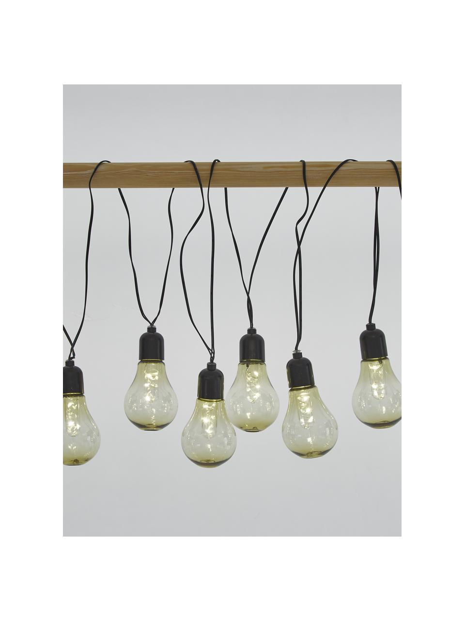 Outdoor LED lichtslinger Glow, 505 cm, 10 lampions, Lampions: kunststof, Fitting: kunststof, Transparant, zwart, L 505 cm
