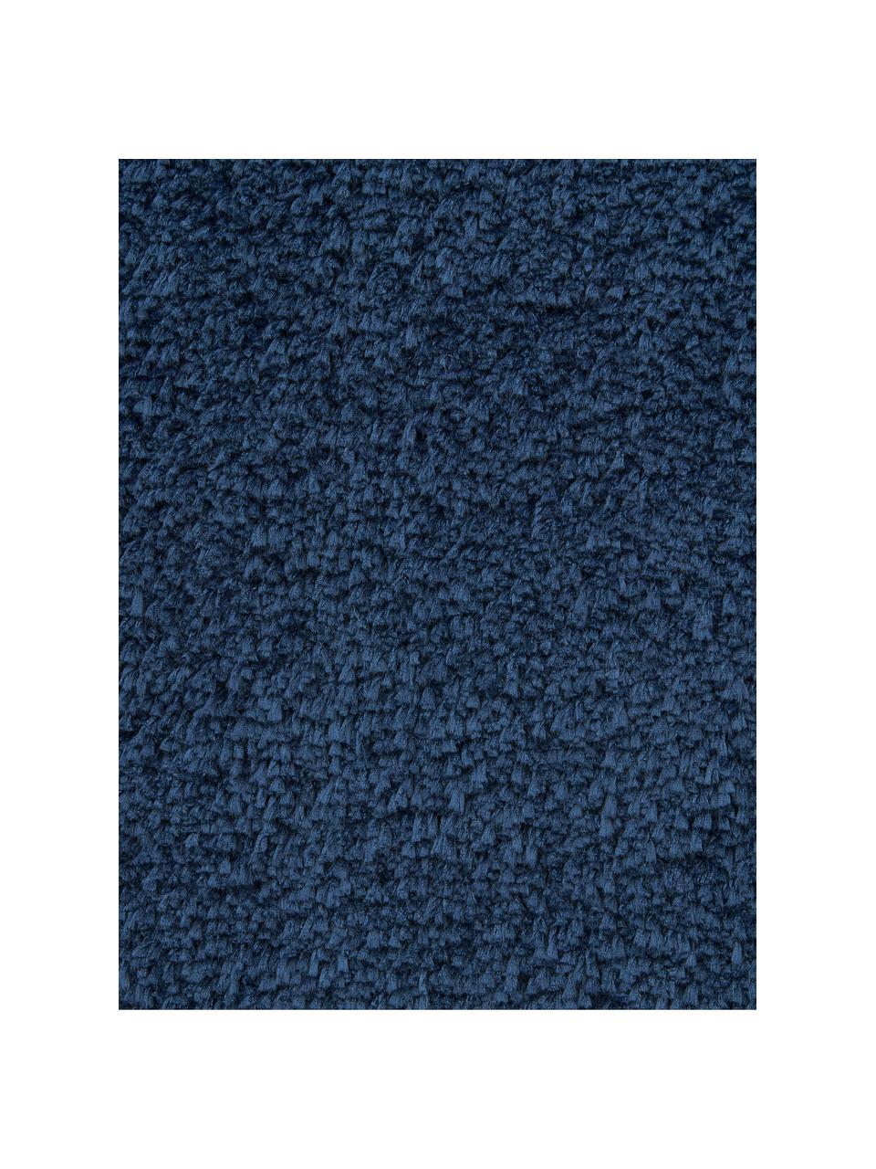 Pluizig hoogpolig vloerkleed Leighton, Bovenzijde: microvezels (100% polyest, Onderzijde: 70% polyester, 30% katoen, Donkerblauw, B 120 x L 180 cm (maat S)