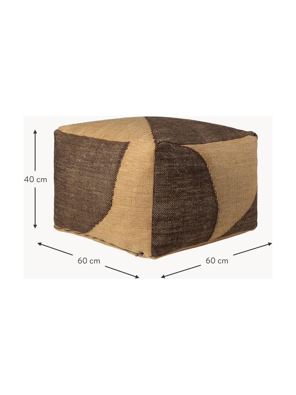 Pouf Forene, Tissu beige, brun foncé, larg. 60 x haut. 40 cm