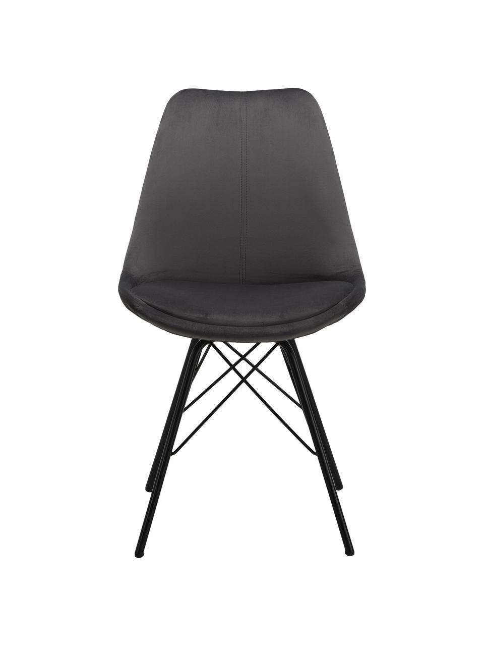 Sametové čalouněné židle Eris, 2 ks, Tmavě šedá, Š 49 cm, H 54 cm