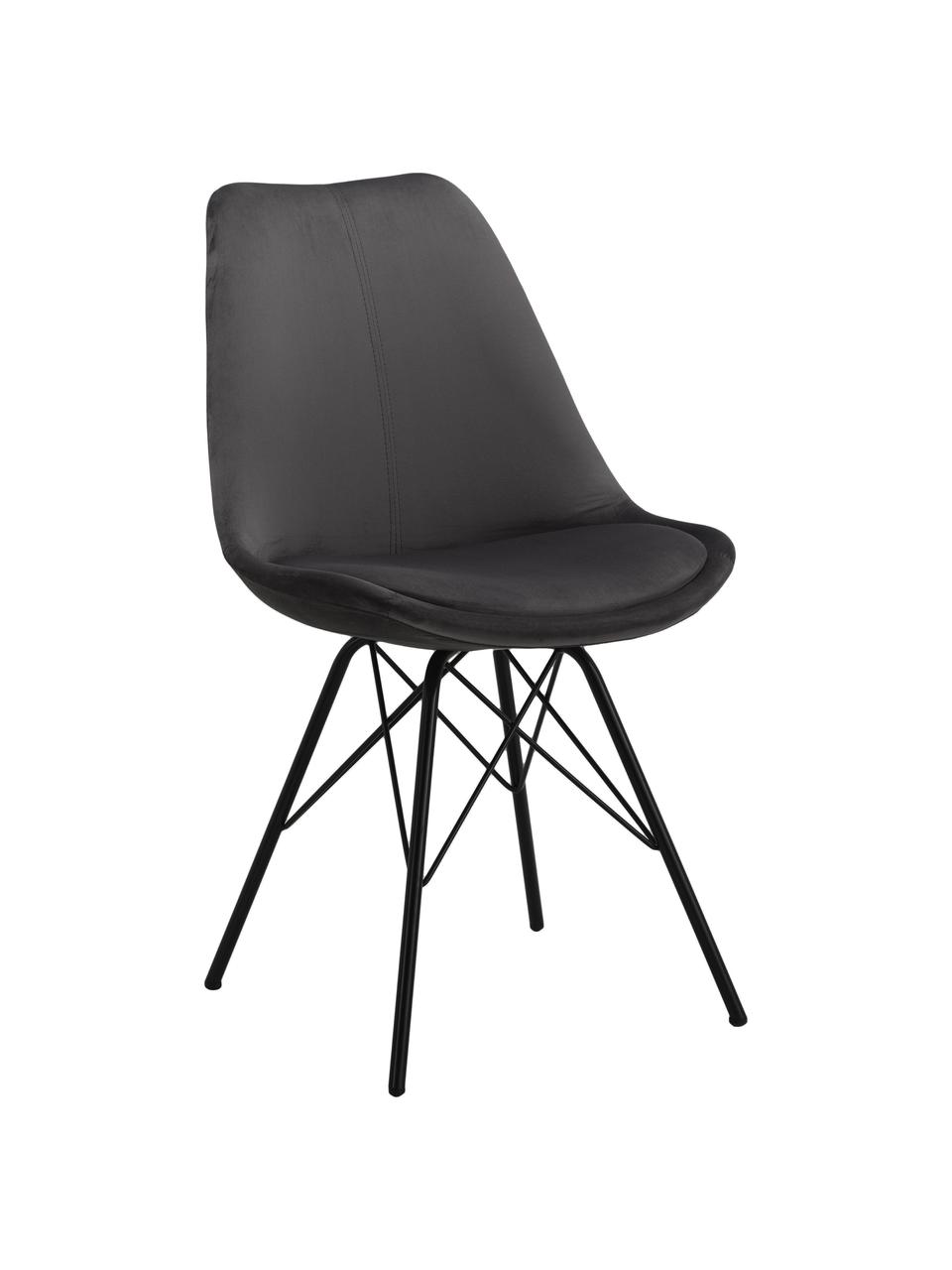 Sametové čalouněné židle Eris, 2 ks, Tmavě šedá, Š 49 cm, H 54 cm