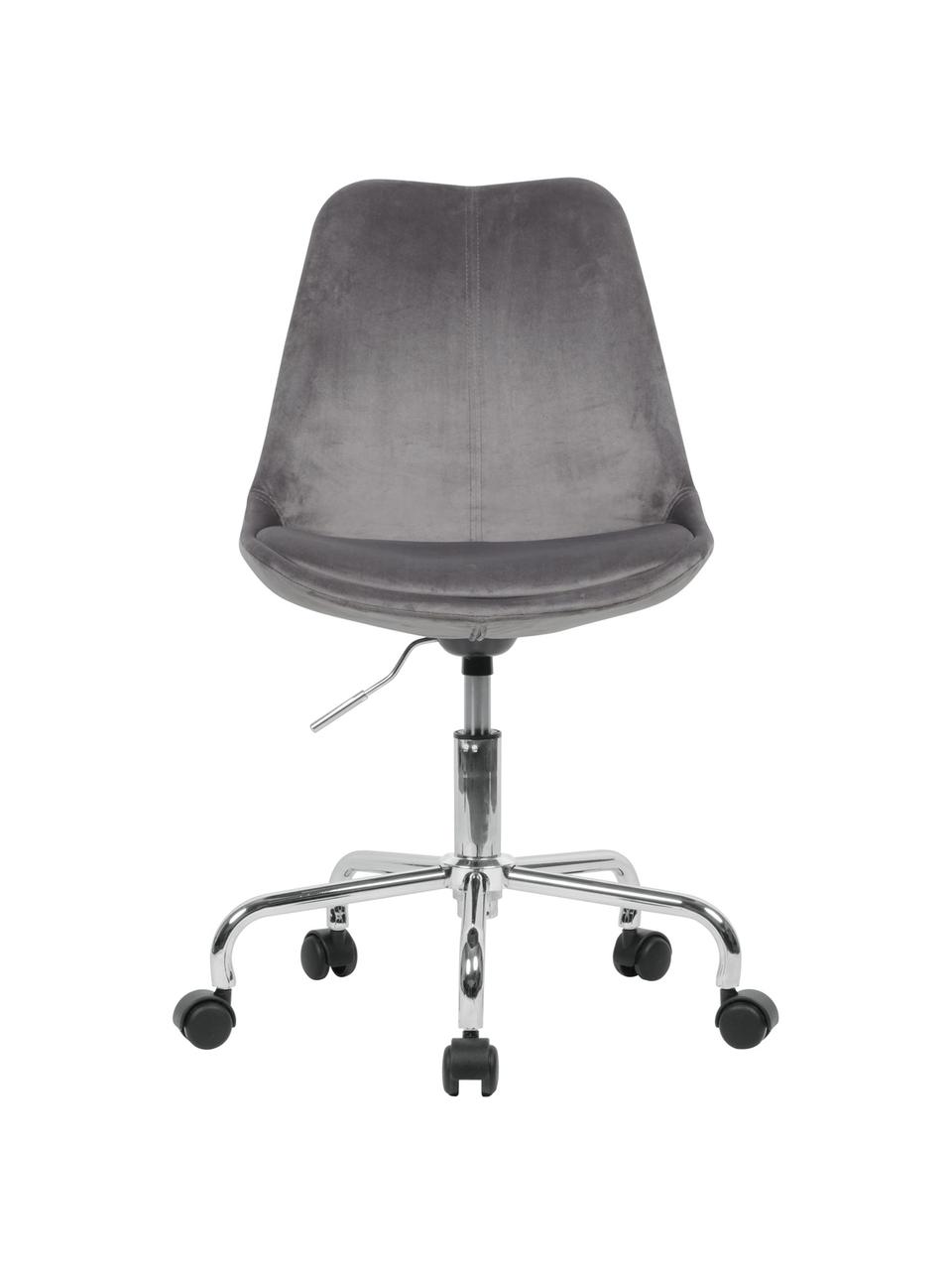 Zamatová kancelárska stolička Lenka, výškovo nastaviteľná, Sivá, Š 65 x H 56 cm