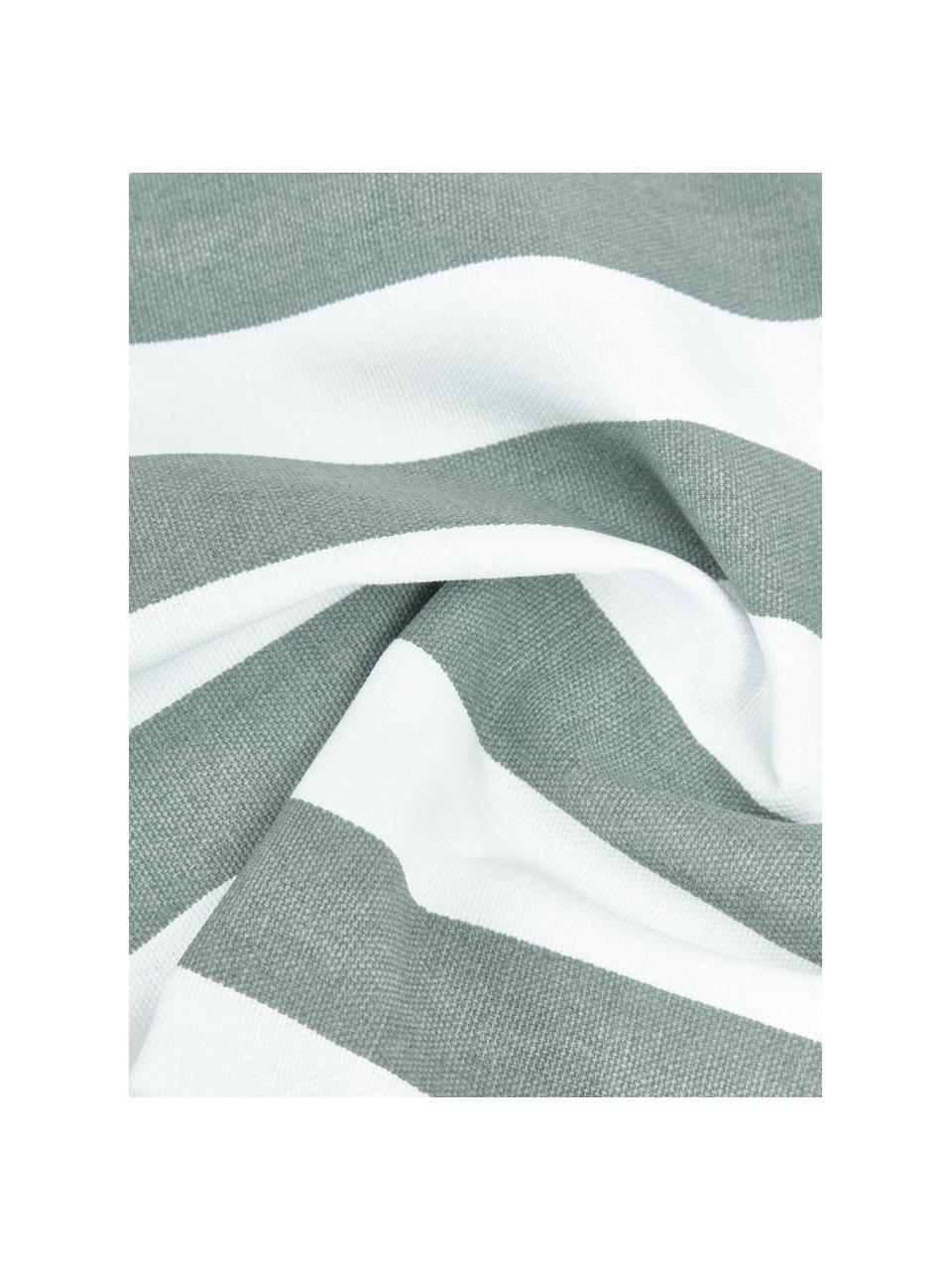 Funda de cojín a rayas Timon, 100% algodón, Verde salvia, blanco, An 30 x L 50 cm