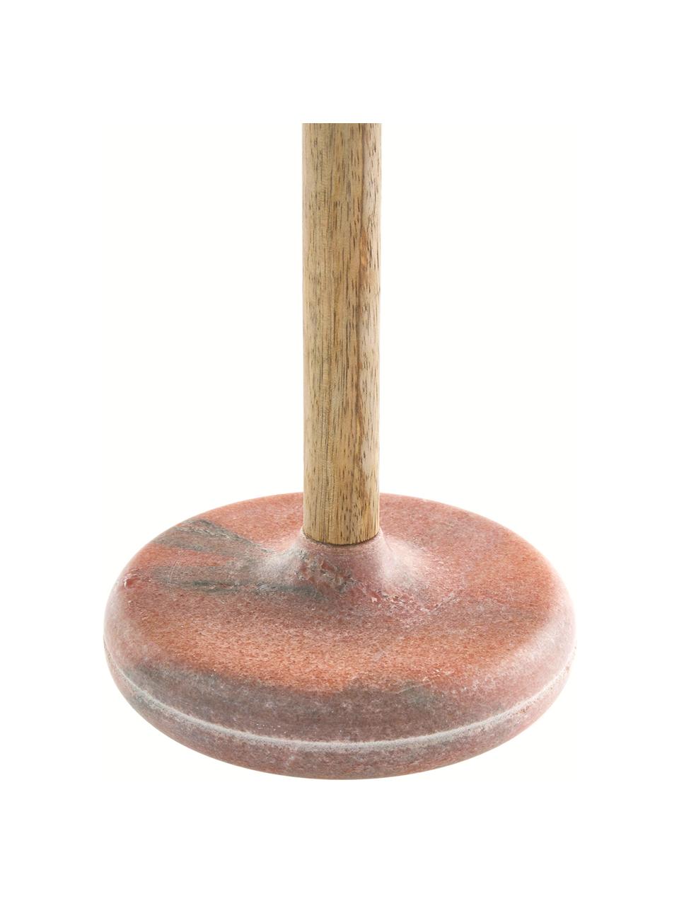 Marmor-Küchenrollenhalter Dyno, Stange: Holz, Sockel: Marmor, Holz, Rot marmoriert, Ø 15 x H 37 cm