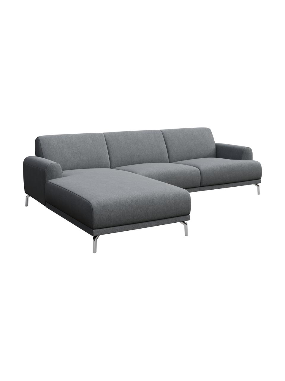 Sofa narożna Puzo, Tapicerka: 100% poliester, Nogi: metal lakierowany, Jasny szary, S 240 x G 165 cm