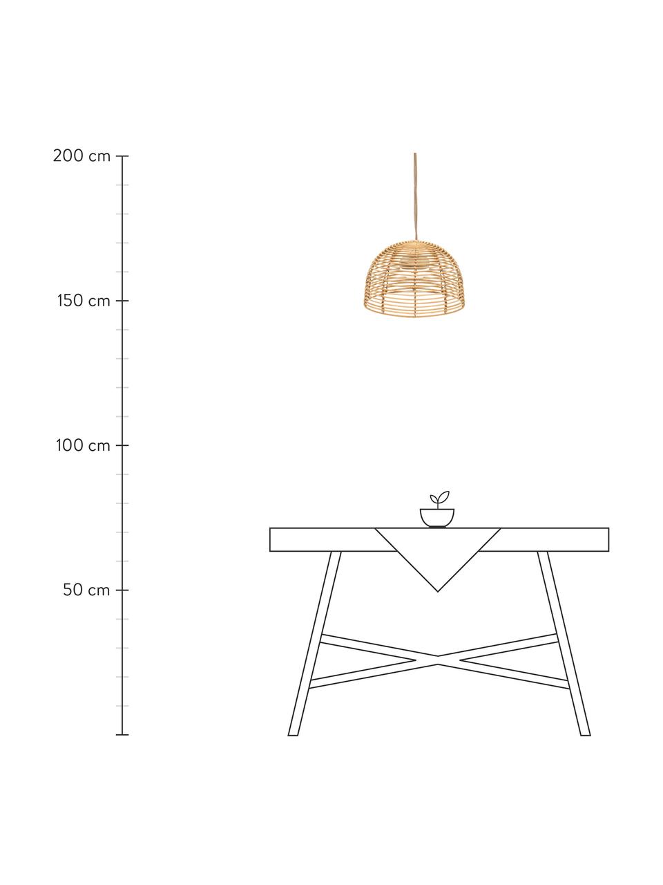Handgemaakte dimbare LED-hanglamp Bossa, Lamp: natuurlijke vezels, Lichtbruin, Ø 35 x H 22 cm