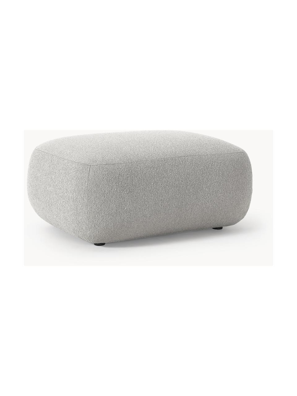 Reposapiés puf en tejido bouclé Sofia, Tapizado: tejido bouclé (100% polié, Estructura: madera de abeto con certi, Patas: plástico, Bouclé gris claro, An 99 x F 78 cm