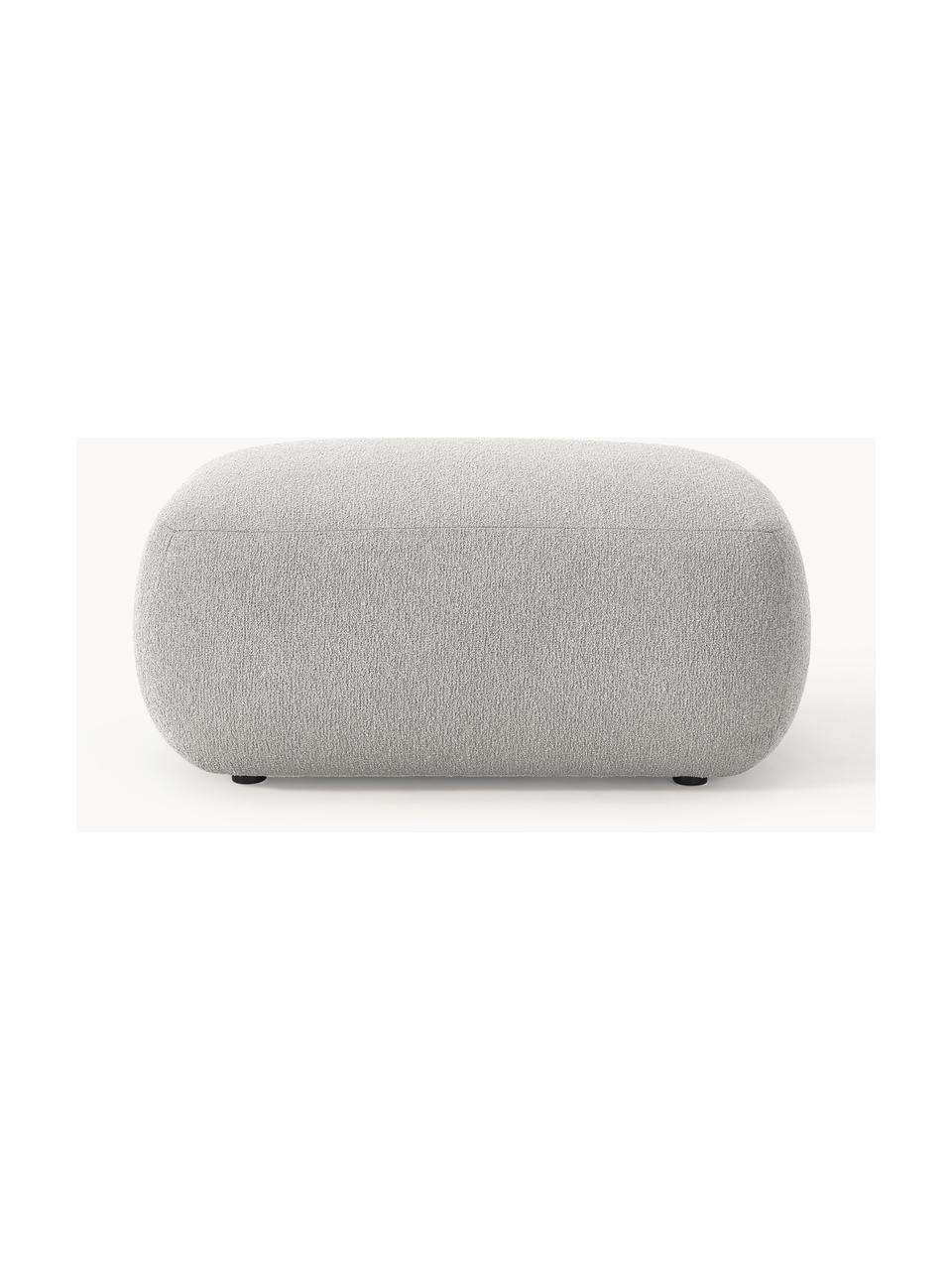 Reposapiés puf en tejido bouclé Sofia, Tapizado: tejido bouclé (100% polié, Estructura: madera de abeto con certi, Patas: plástico, Bouclé gris claro, An 99 x F 78 cm