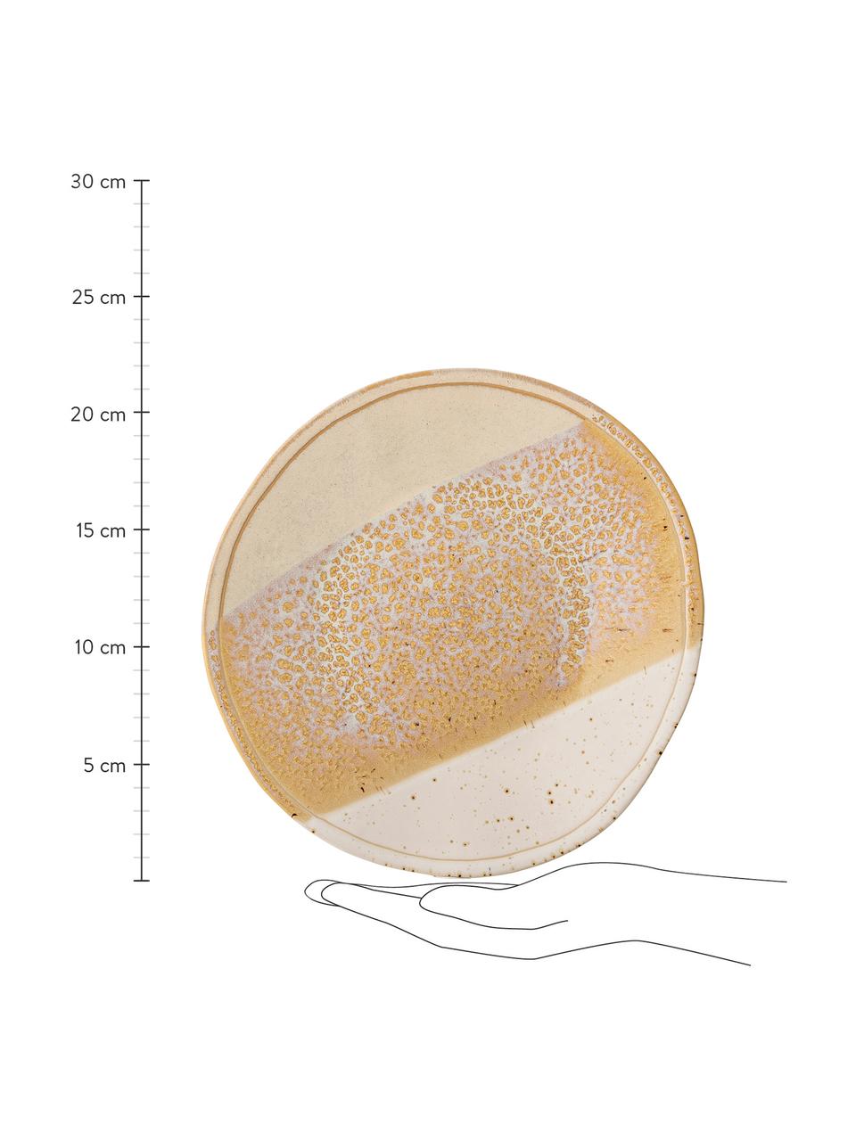 Handgemachter Frühstücksteller April mit effektvollen Farbverläufen, Steingut
Eine Hälfte glasiert, eine Hälfte naturbelassen, was den Charakter der Handwerkskunst hervorhebt., Beigetöne, Ø 22 x H 3 cm