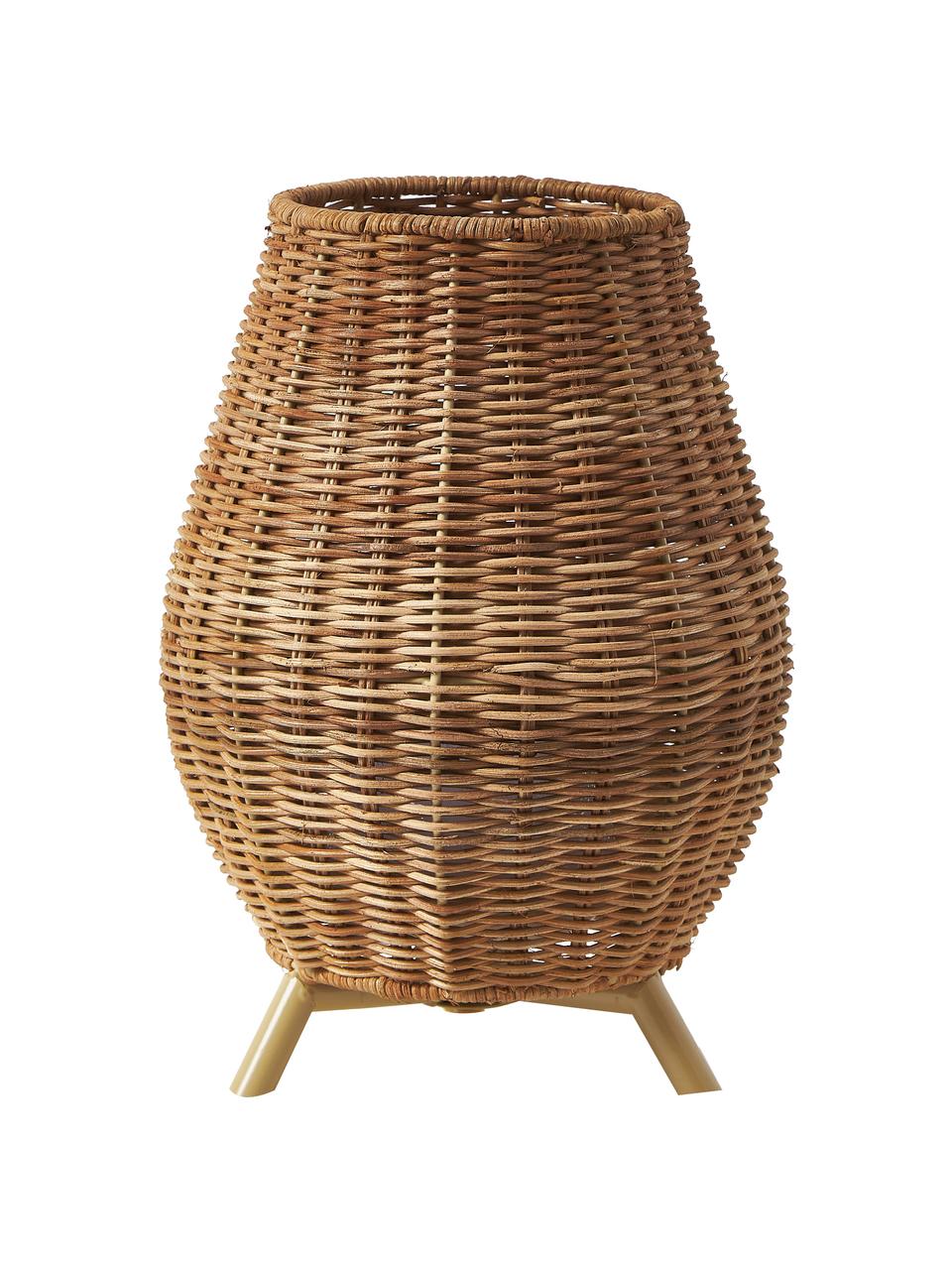 Mobilna lampa stołowa LED z funkcją przyciemniania Saona, Włókno naturalne, Brązowy, Ø 23 x W 33 cm
