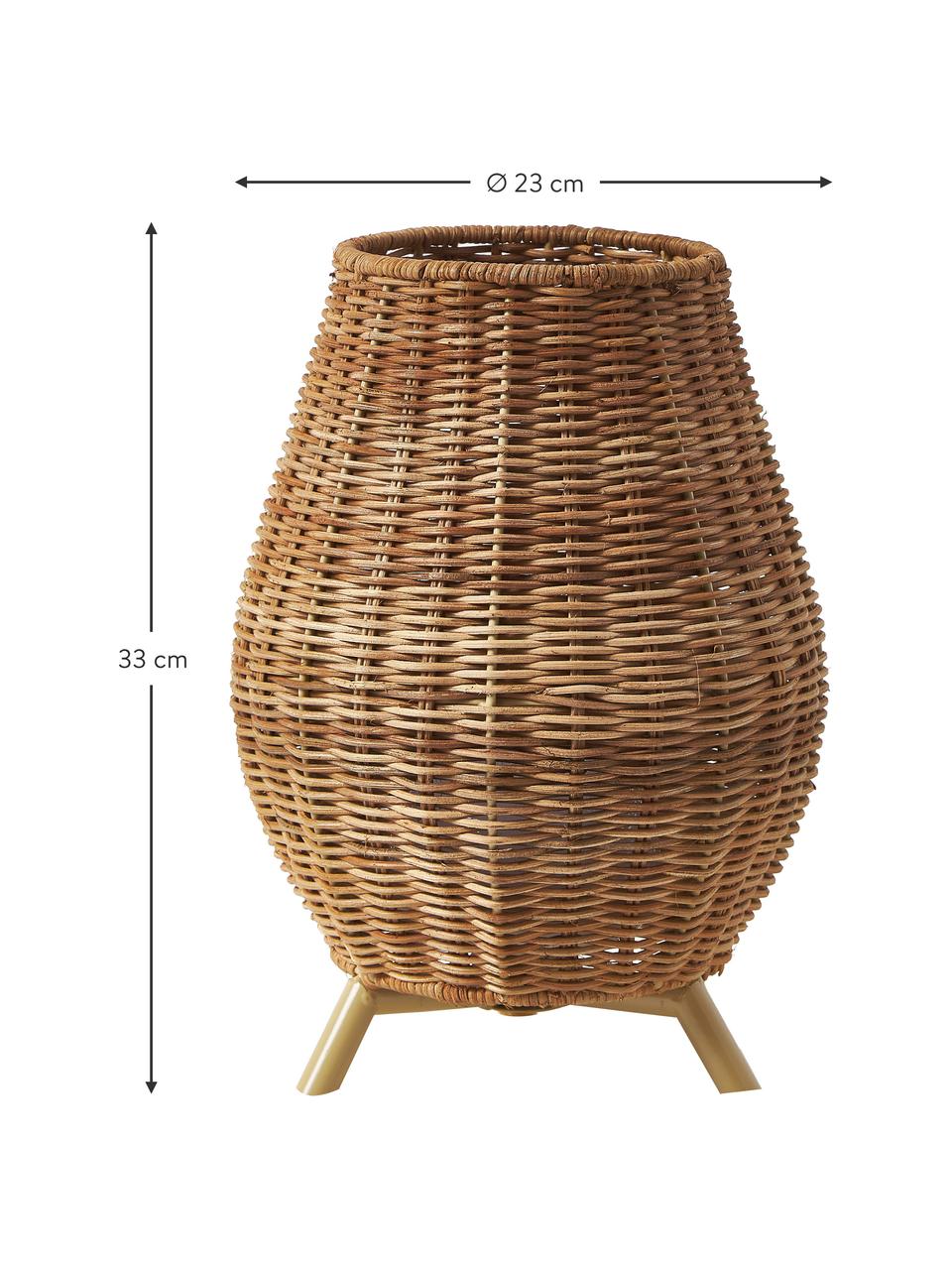 Mobiele dimbare LED outdoor tafellamp Saona met afstandsbediening, Natuurlijke vezels, Bruin, Ø 23 x H 33 cm