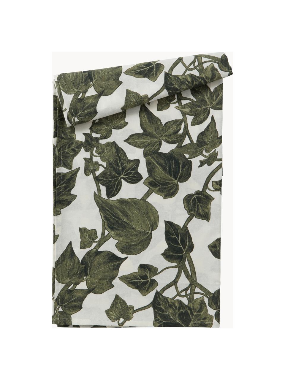 Nappe Ivy, tailles variées, 100% coton, Vert foncé, noir, blanc cassé, 6-8 personnes (long. 250 x larg. 145 cm)