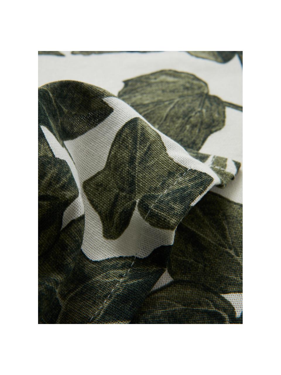 Mantel Ivy, tamaños diferentes, 100% algodón, Verde oscuro, negro, Off White, De 6 a 8 comensales (An 145 x L 250 cm)