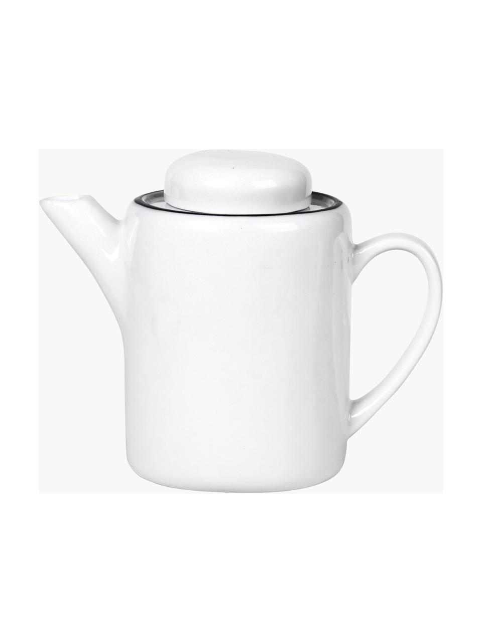 Handgemachte Porzellan Teekanne Salt aus Porzellan, 1.3 L, Porzellan, Gebrochenes Weiß mit schwarzem Rand, 1.3 L