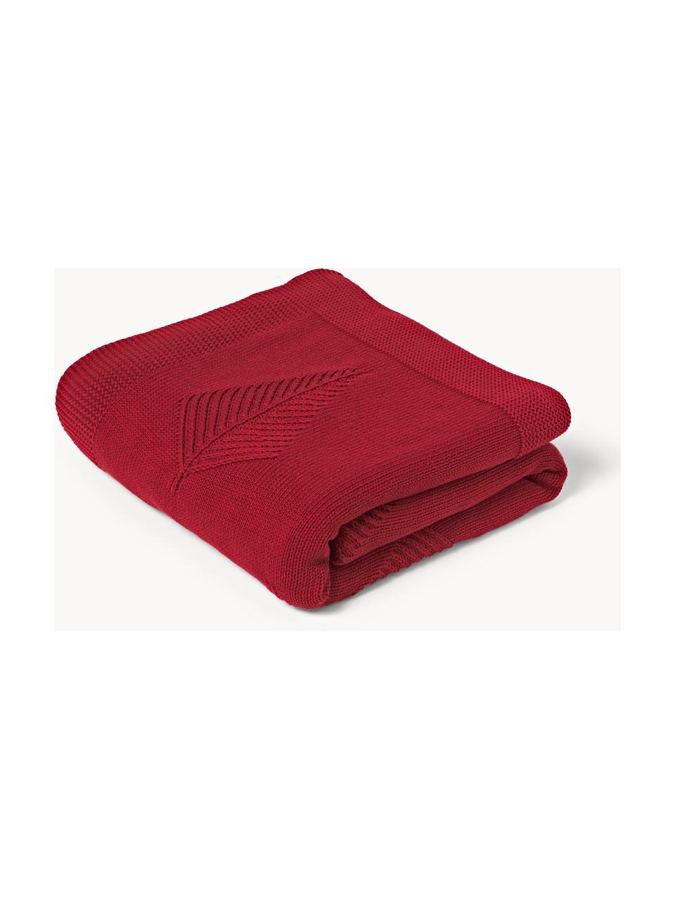 Coperta in cotone con motivo invernale Beryl, 100% cotone, Rosso, Larg. 130 x Lung. 170 cm