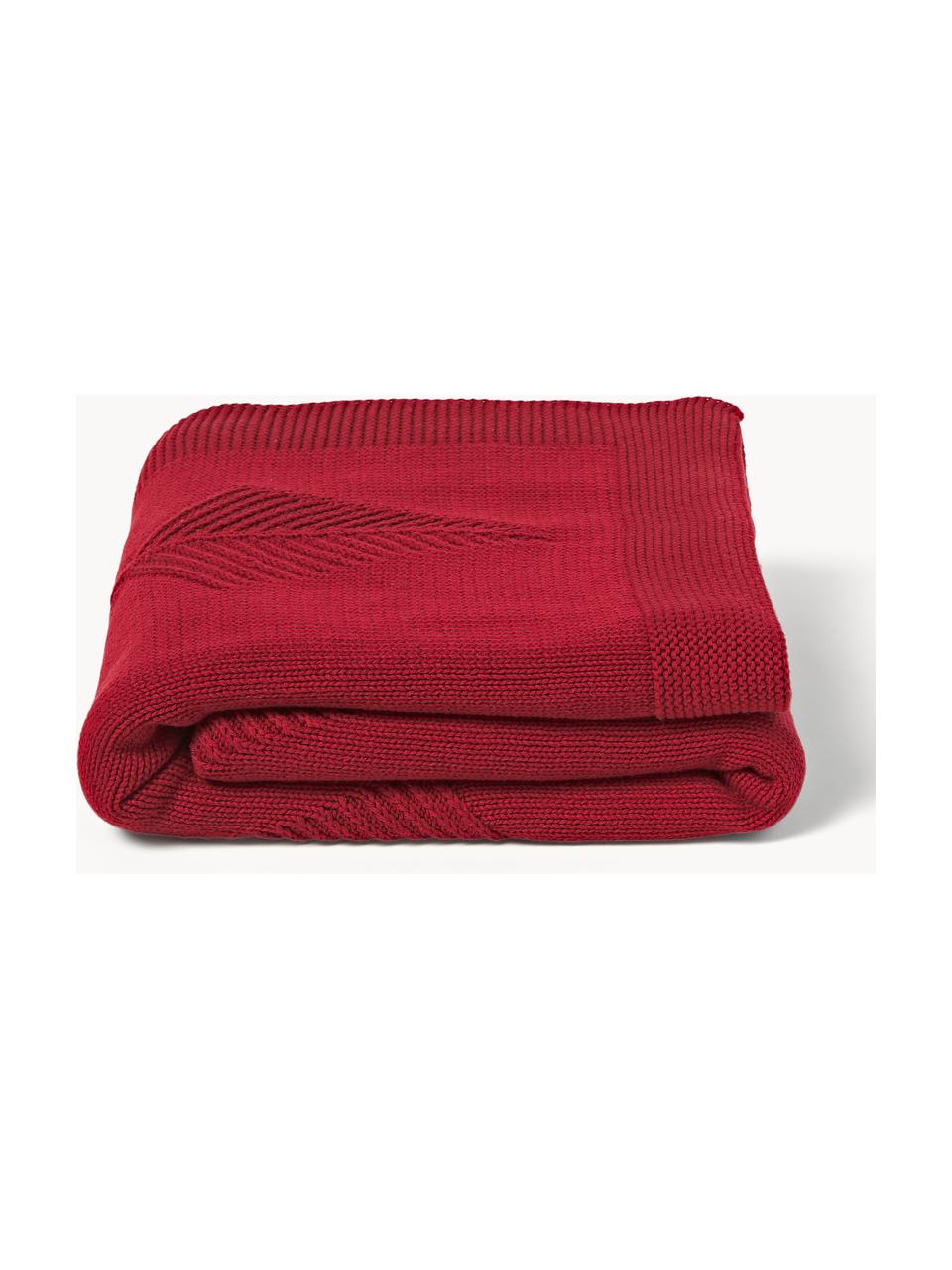 Coperta in cotone con motivo invernale Beryl, 100% cotone, Rosso, Larg. 130 x Lung. 170 cm