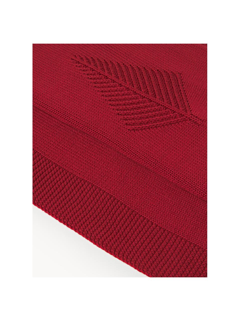 Coperta in cotone con motivo invernale Beryl, 100% cotone, Rosso, Larg. 130 x Lung. 170 cm