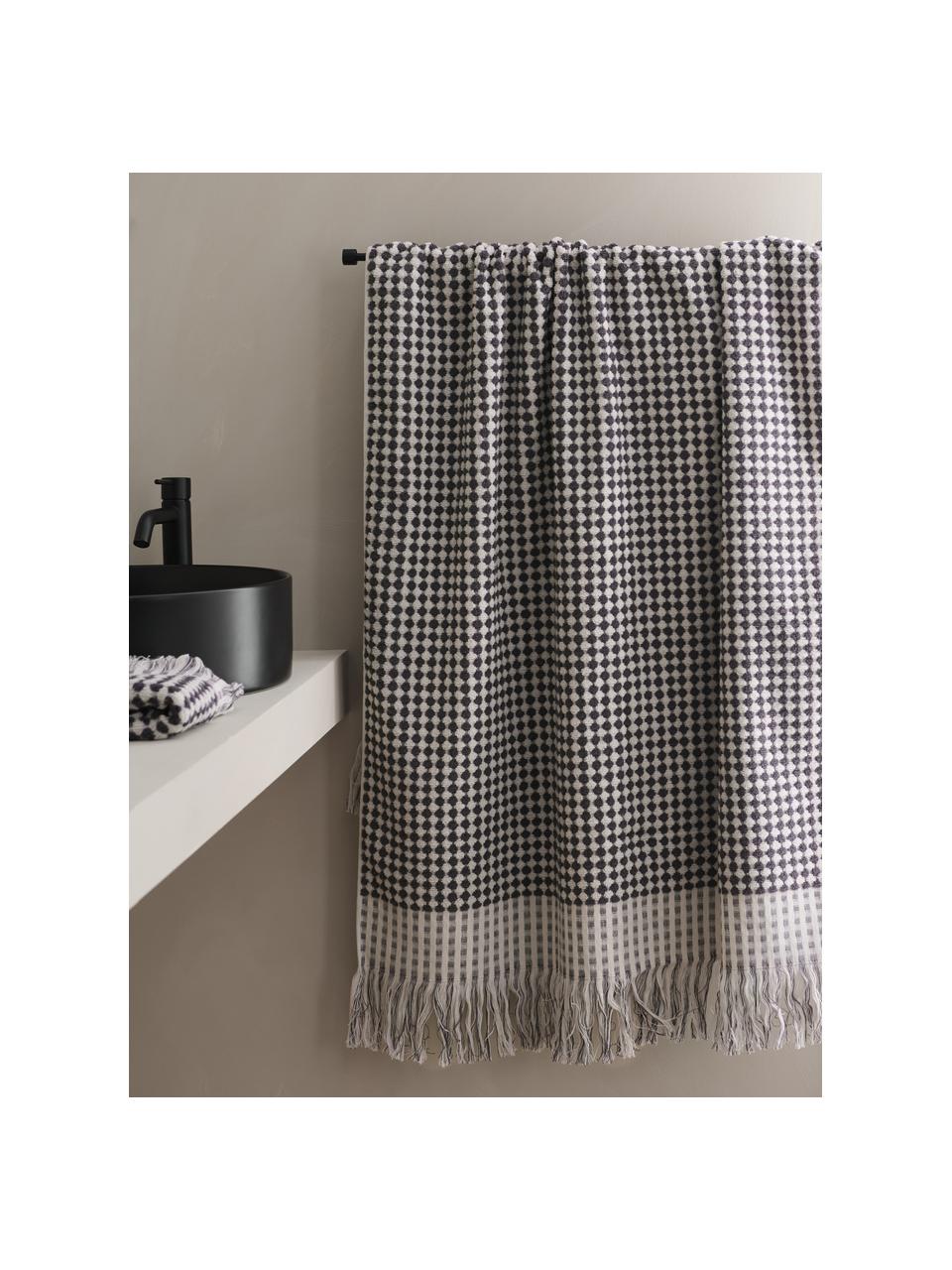 Serviette de toilette coton Zelda, tailles variées, 100 % coton, Noir, blanc, Drap de bain, larg. 90 x long. 150 cm