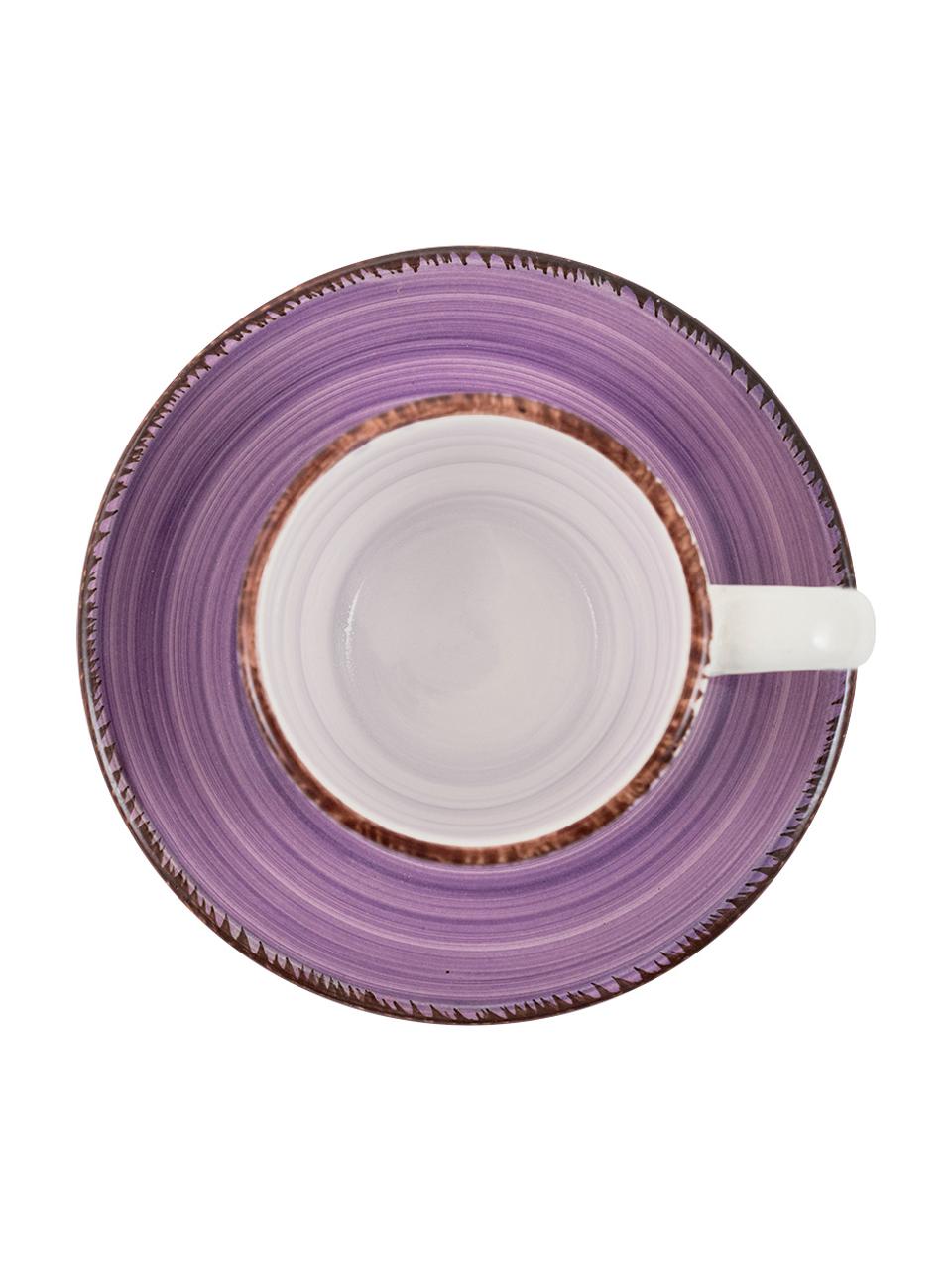 Tazas espresso con platito Baita, 6 uds., Gres (dolomita) pintado artesanalmente, Multicolor, Ø 7 x Al 6 cm, 90 ml