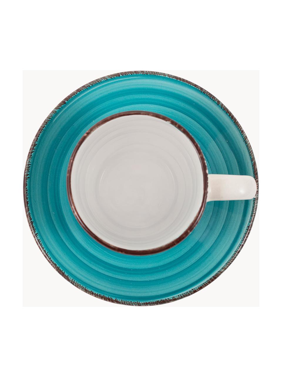 Tazas espresso con platito Baita, 6 uds., Gres (dolomita) pintado artesanalmente, Multicolor, Ø 7 x Al 6 cm, 90 ml