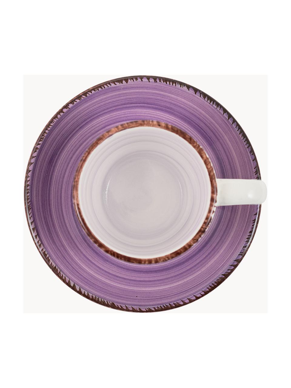 Tazas espresso con platito Baita, 6 uds., Gres (dolomita) pintado artesanalmente, Multicolor, Ø 7 x Al 6 cm, 90 ml