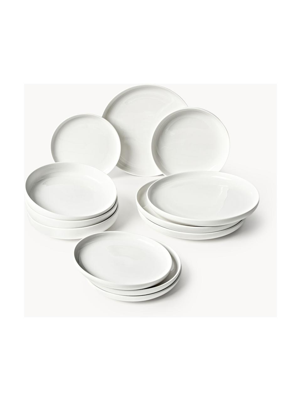 Vajilla de porcelana Nessa, 4 comensales (12 pzas.), Porcelana dura de alta calidad, esmaltada, Off White brillante, 4 comensales (12 pzas.)