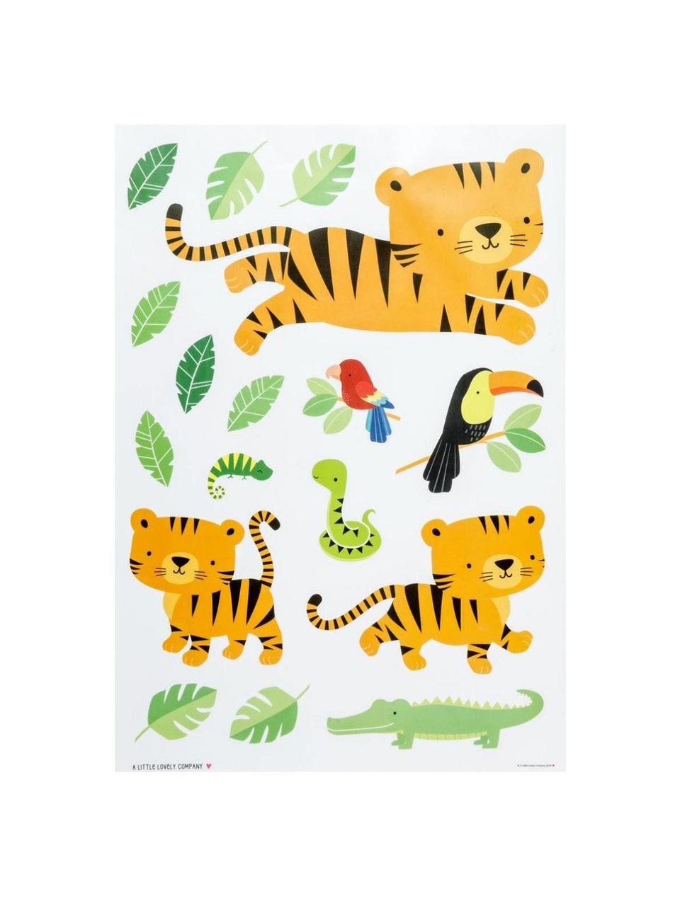 Set adesivi murali Jungle Tiger, 17 pz., Materiale sintetico, Multicolore, Larg. 35 x Alt. 50 cm