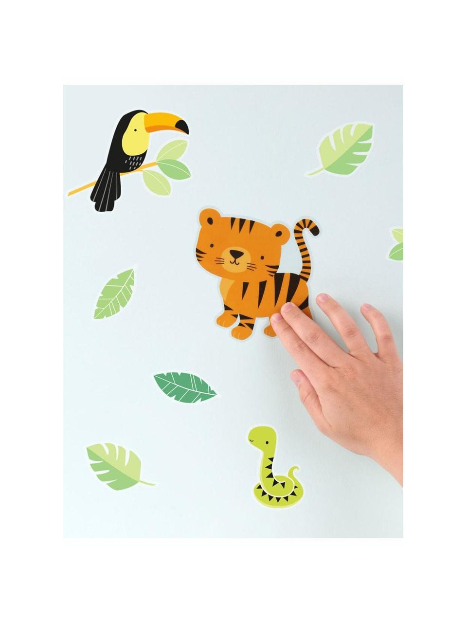 Wandstickersset Jungle Tiger, 17-delig , Kunststof, Multicolour, 35 x 50 cm