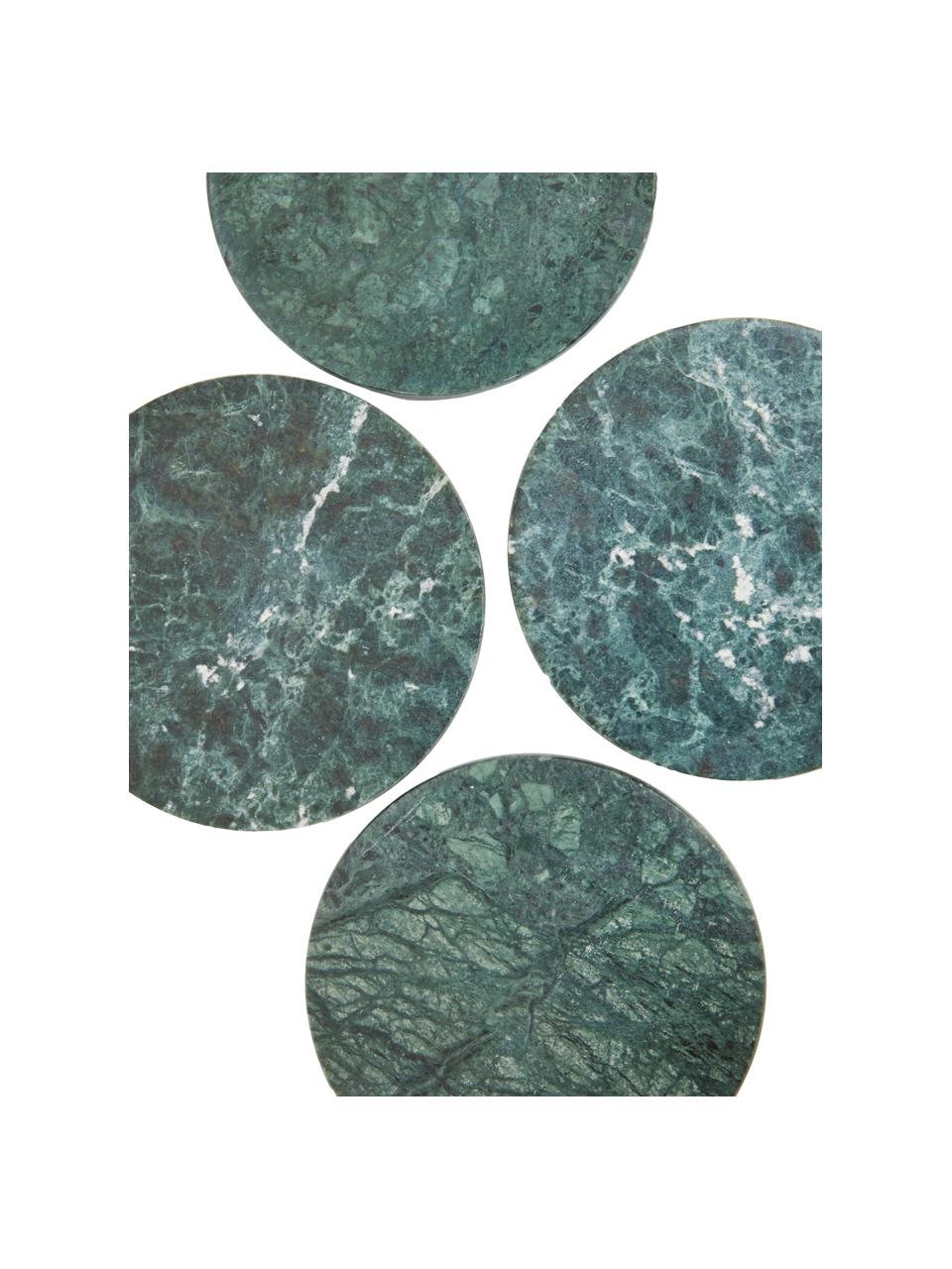 Marmerenonderzetter Tressa in groen, 4 stuks, Marmer, Gemarmerd groen, Ø 10 x H 1 cm
