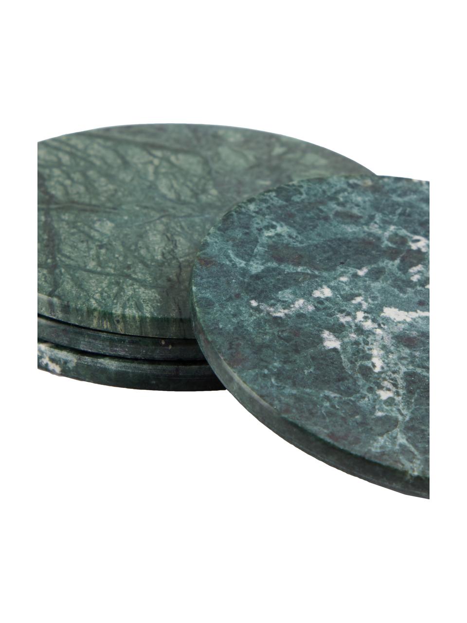 Marmor-Untersetzer Tressa in Grün, 4 Stück, Marmor, Grün, marmoriert, Ø 10 x H 1 cm